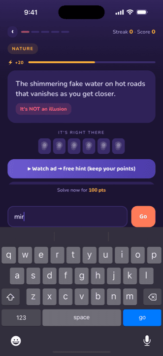 On the Tip play screen on an iPhone